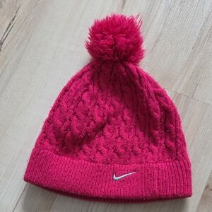 Nike Fuchsia Knit Beanie with Pom